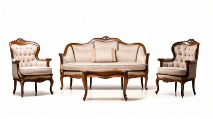Classic furniture in a separate set isolated. - obrazy, fototapety, plakaty
