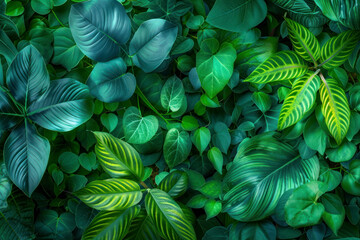 Tropical leaves, abstract green leaves texture, nature background.