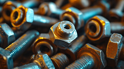 Close-up of nuts and bolts.