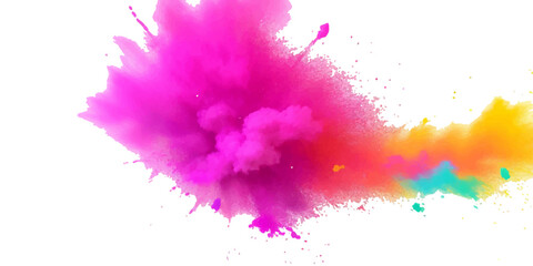 Bright colorful watercolor splash splatter stain brush strokes on white background. Modern vibrant aquarelle spot. Rainbow trendy isolated design on white. Element. Vector watercolor illustration.