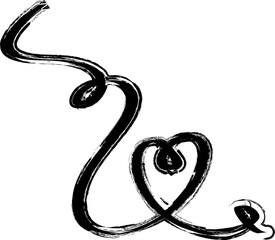 Heart ribbon. Paint brush style