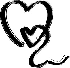 Heart ribbon. Paint brush style