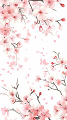 Fototapeta premium Cherry blossom isolated on white. AI generated art illustration.