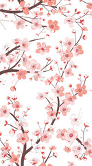  Cherry blossom isolated on white. AI generated art illustration.