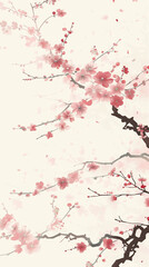  Cherry blossom isolated on white. AI generated art illustration.