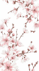 Fototapeta premium Cherry blossom isolated on white. AI generated art illustration.