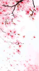 Fototapeta na wymiar Cherry blossom isolated on white. AI generated art illustration.
