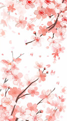 Fototapeta premium Cherry blossom isolated on white. AI generated art illustration.