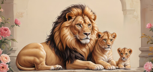 Royal Lion miniature painting style border and frame