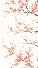 Cherry blossom isolated on white. AI generated art illustration.