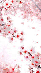 Cherry blossom isolated on white. AI generated art illustration.