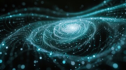 rotating glowing blue network of connections.