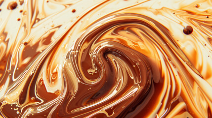 Close-up of chocolate swirl on white background.