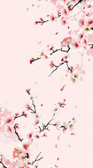 Cherry blossom isolated on white. AI generated art illustration.