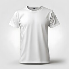 Men's white blank T-shirt template, natural shape on the invisible mannequin, for your design mockup for print, isolated on a white background.mockup concept with plain clothing