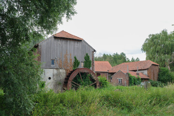 Rentfortmolen old watermill in Bilzen, Belgium build in 1862 - obrazy, fototapety, plakaty