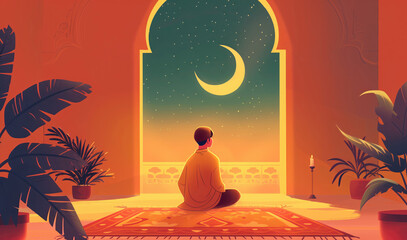 Ramadan Kareem, wait for iftar time break fasting - obrazy, fototapety, plakaty