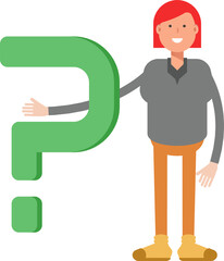 Woman Character and Question Mark
