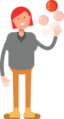 Woman Character Playing Ball
