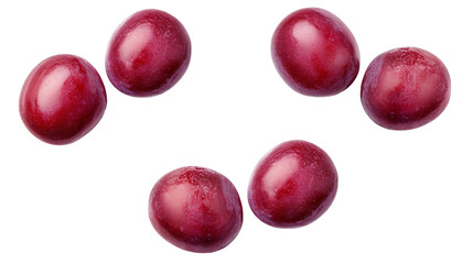 Plum Fruit Set on Transparent Background, Top View Isolated 3D PNG Digital Art Collection
