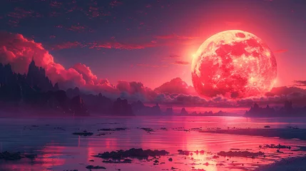 Zelfklevend Fotobehang Pink and Purple Sunset Reflecting in Water © Ольга Дорофеева