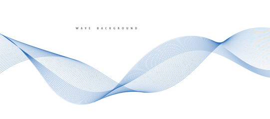 Vector abstract background with dynamic blue waves, lines.