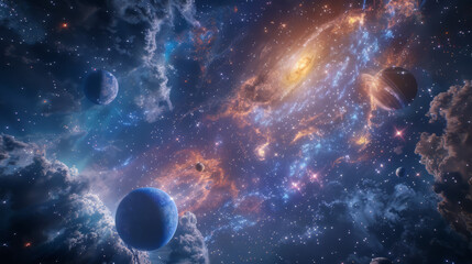 Obraz na płótnie Canvas planets, stars, space, cosmos, universe, nebula, deep space,