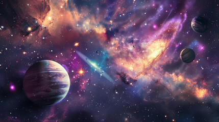 Obraz na płótnie Canvas planets, stars, space, cosmos, universe, nebula, deep space,