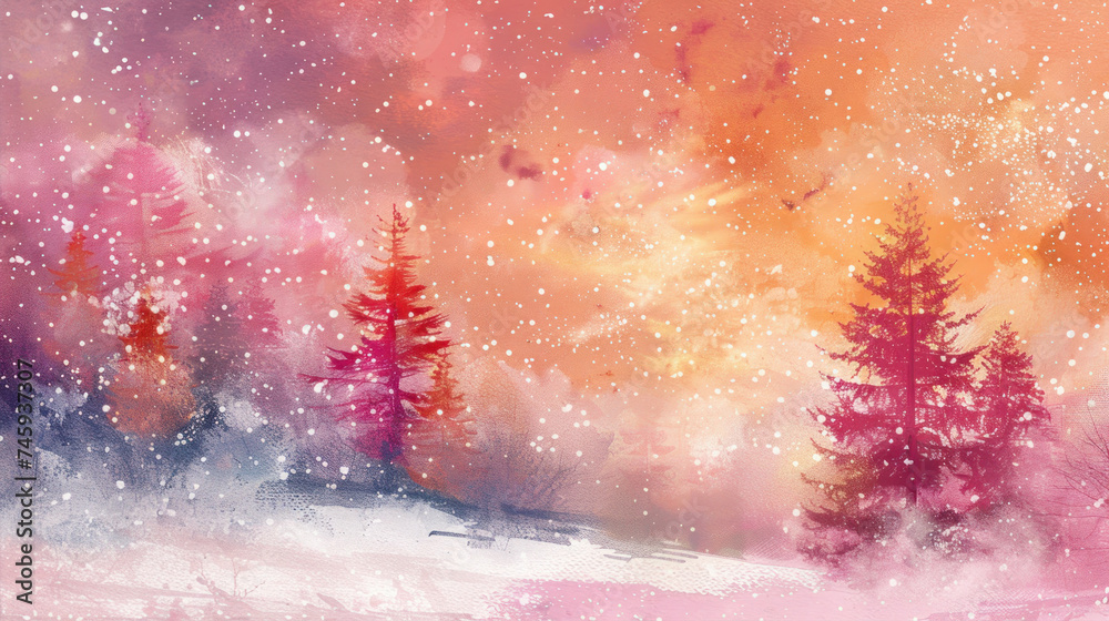Canvas Prints background with winter forest