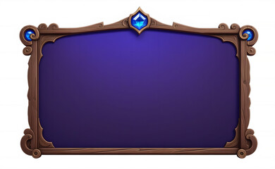 Wooden frame for game design. UI frame. Casual game frame. Wood frame game asset. Slot game background. Popup background. Wooden interface frame.