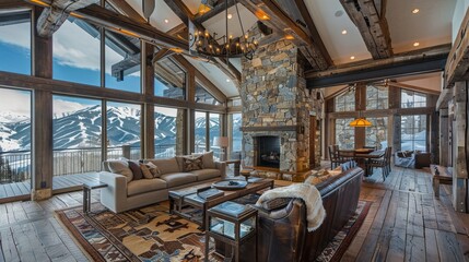 Mountain lodge interior featuring a gorgeous wooden texture floor