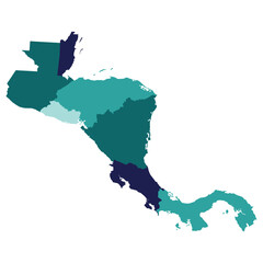 Central America country Map. Map of Central America in multicolor.