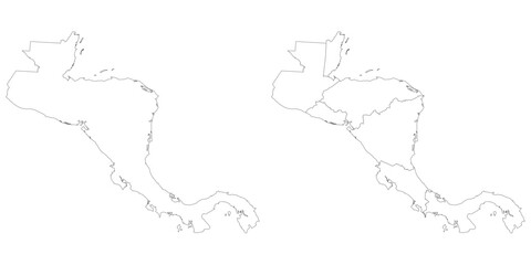 Central America country Map. Map of Central America in set white color