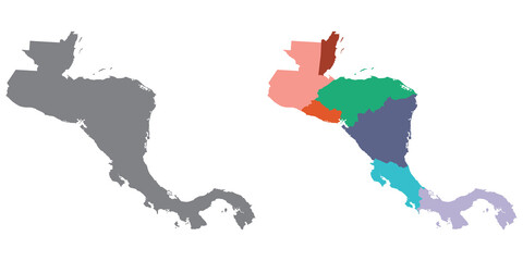 Central America country Map. Map of Central America in set