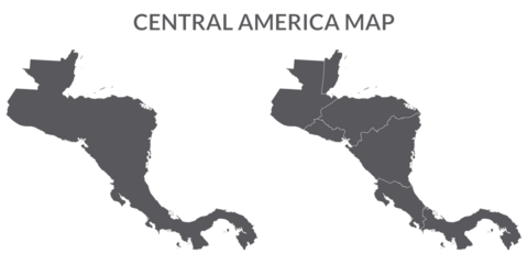 Central America country Map. Map of Central America in set grey color