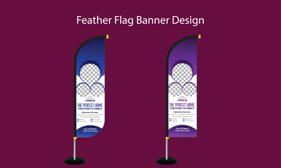 Real estate feather flag design.Fully editable vector template design