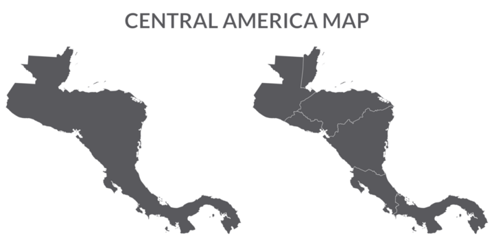 Central America country Map. Map of Central America in set grey color