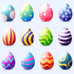 Easter eggs.Vector set colorful easter eggs with patterns