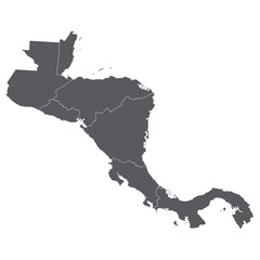 Central America country Map. Map of Central America in grey color. - obrazy, fototapety, plakaty