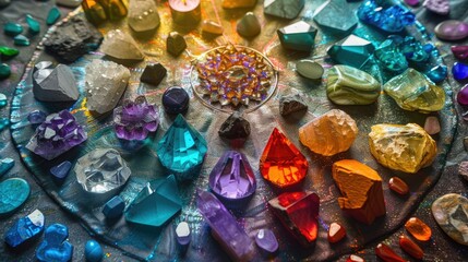 Minerals, Crystals, Semi precious Gemstones, Magic still life for Crystal Energy Healing, Esoteric ritual, Witchcraft, Spiritual practice, Meditation, reiki - 745940141