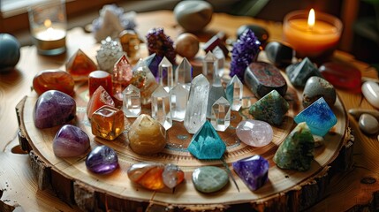 Minerals, Crystals, Semi precious Gemstones, Magic still life for Crystal Energy Healing, Esoteric ritual, Witchcraft, Spiritual practice, Meditation, reiki - 745940794