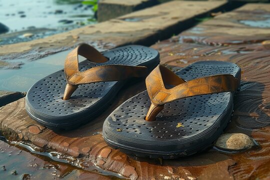 Complementary article picture featuring stylish and comfortable brown flip flops