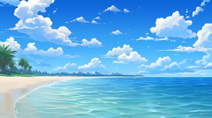 a postcard for a beach holiday, an advertising brochure of a seaside resort, summer, sun, sea, ocean