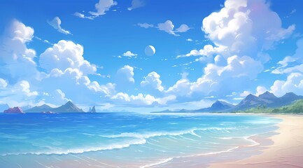 Fototapeta premium a postcard for a beach holiday, an advertising brochure of a seaside resort, summer, sun, sea, ocean