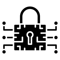 Cyber Security Icon. Data information protect, digital system safety, shield, padlock. Vector 