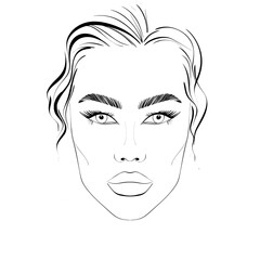 Woman's face chart for makeup artists
