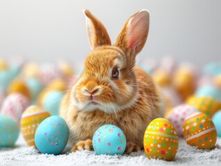 Fototapeta na wymiar Bunny Blessings: Easter Egg Delights