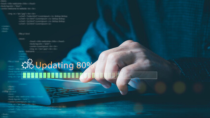 Upgrade operating system concept, installation app patch software update process, modernize user...