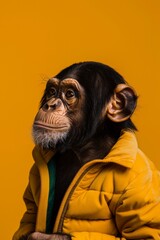 Cute Monkey Posing in a Yellow Jacket