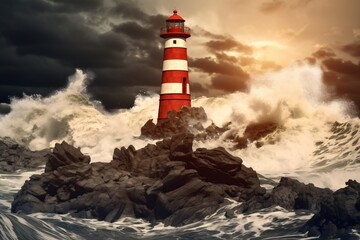 a lighthouse in the ocean
